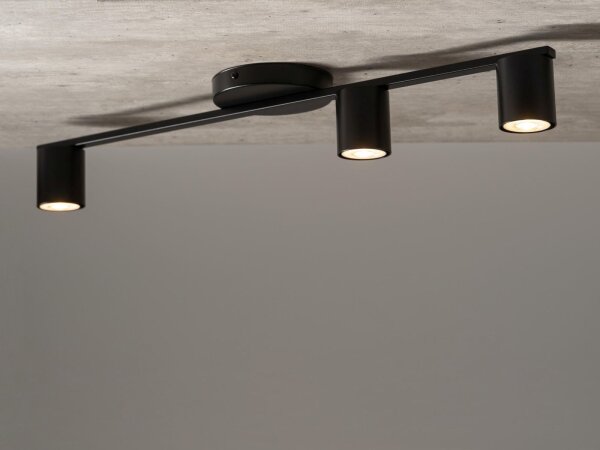 Plafonnier noir Cylindre GU10 3 flammes 70 cm de diamètre