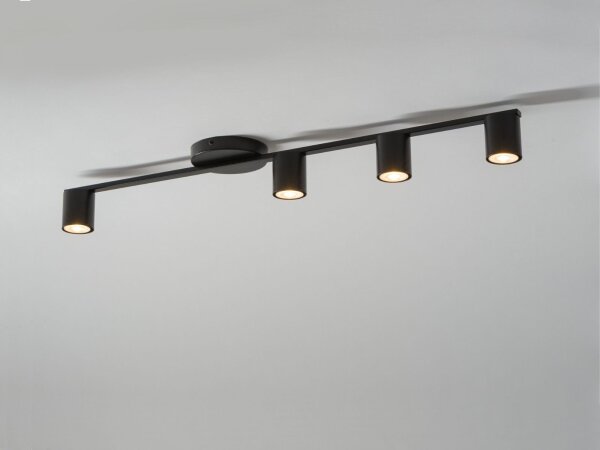 Plafonnier moderne noir métal GU10 90 cm de long