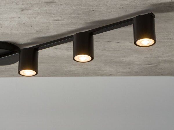 Plafonnier moderne noir métal GU10 90 cm de long