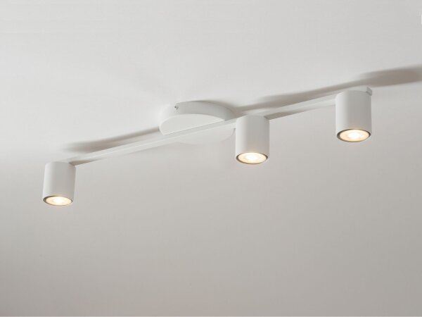 Plafonnier GU10 3 flammes métal blanc 70 cm de long