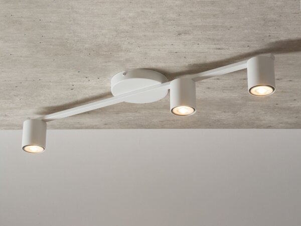 Plafonnier GU10 3 flammes métal blanc 70 cm de long