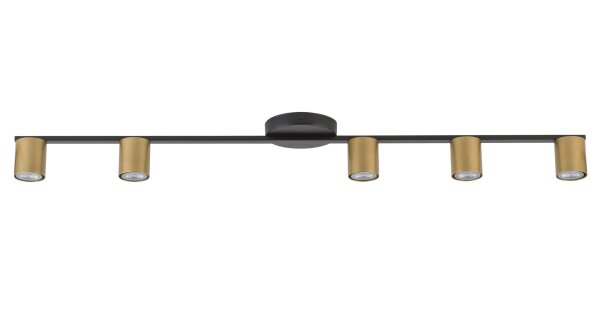Plafonnier or noir 5 flammes 110 cm stylé
