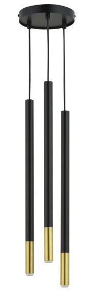 Suspension laiton noir or G9 16 cm 3 flammes