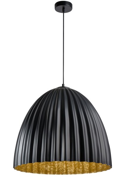 Lampe à suspendre noire or Loft ronde Ø50 cm E27 métal
