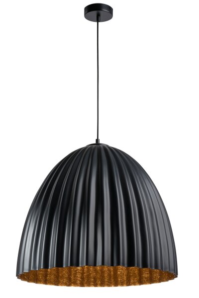 Grande lampe suspendue noire cuivre E27 Ø50 cm ronde