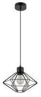 Lampe à suspendre ronde noire métal E27...