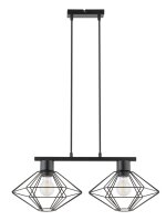 Lampe à suspendre noire métal fil...