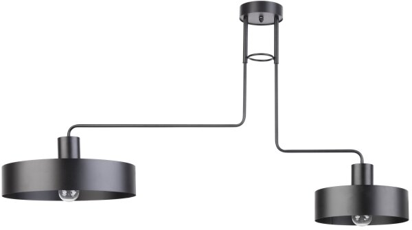 Plafonnier en métal noir 2 flammes L:115 cm E27 grand
