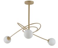 Plafonnier 3 flammes or m&eacute;tal verre G9 cosy
