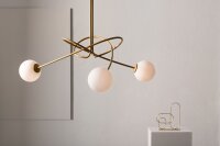 Plafonnier 3 flammes or métal verre G9 cosy