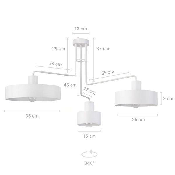 Lampadaire rétro Métal Blanc Lire 2 flammes hauteur 169 cm