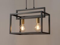 Suspension en métal or noir L:45 cm E27 2 flammes