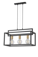Suspension noir or E27 3 flammes 58 cm de long