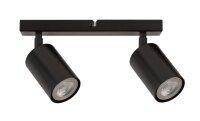 Spot de plafond &agrave; 2 flammes noir orientable L:25...