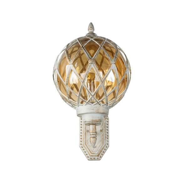 Lampe dextérieur XL Blanc Or IP44 Boule dabat-jour vintage