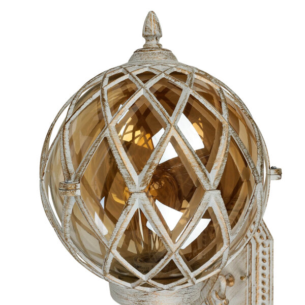 Lampe dextérieur XL Blanc Or IP44 Boule dabat-jour vintage