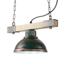 Lampe à suspendre bois métal E27 en cuivre...