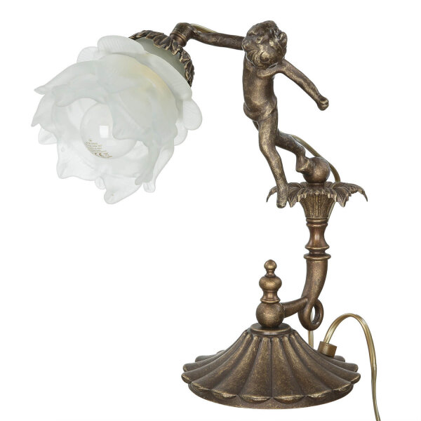 Lampe de table Putti en laiton véritable Antique Premium