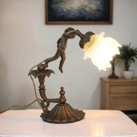 Lampe de table Putti en laiton véritable Antique...