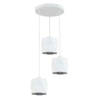 Lampe &agrave; suspendre m&eacute;tal tissu E27 en blanc...