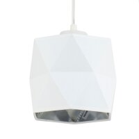Lampe à suspendre métal tissu E27 en blanc...