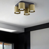 Plafonnier GU10 noir or 4-flamme &eacute;l&eacute;gant