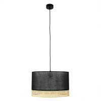 Lampe à suspendre tissu métal E27 en noir...
