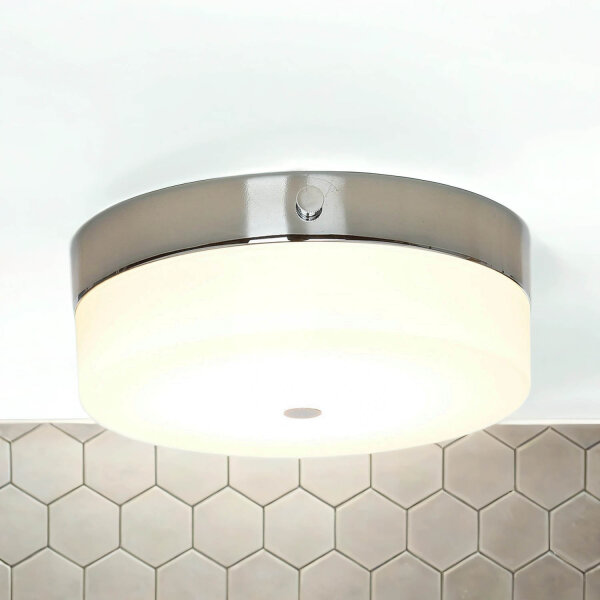 Plafonnier LED JANJA en chrome IP44 Ø25cm Lampe