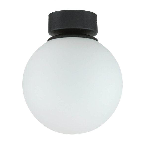 Plafonnier E27 Noir Blanc Verre Métal Moderne