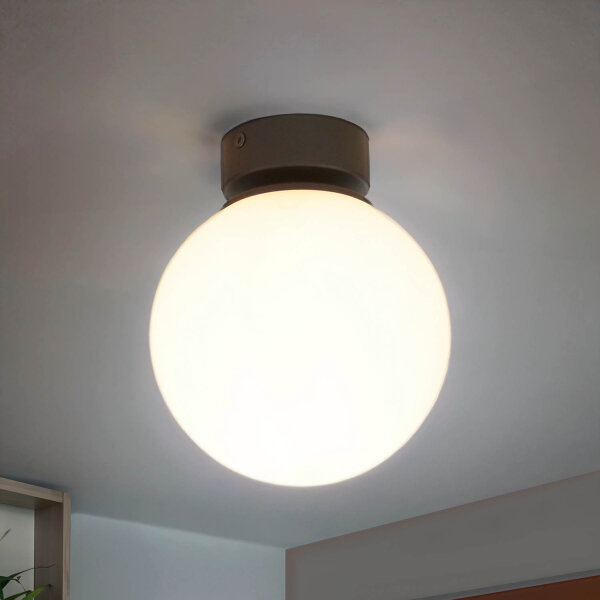 Plafonnier E27 Noir Blanc Verre Métal Moderne