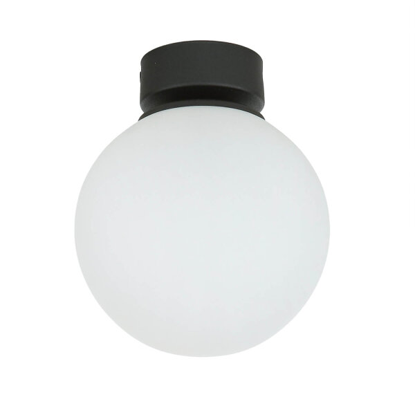 Plafonnier E27 Noir Blanc Verre Métal Moderne