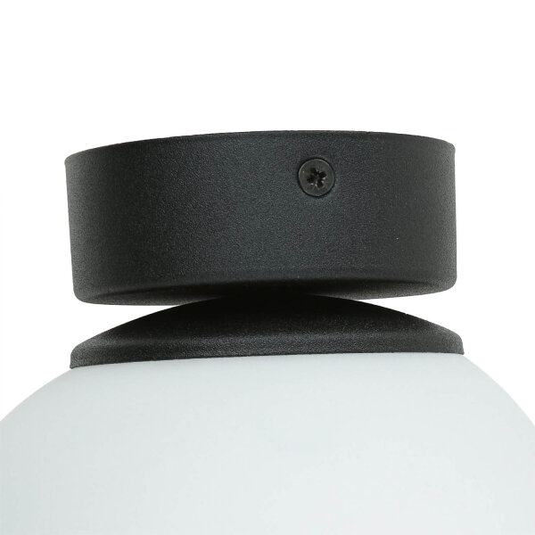 Plafonnier E27 Noir Blanc Verre Métal Moderne