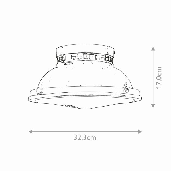 Lampe de plafond laiton antique 2x E27 Ø 32 cm design industriel