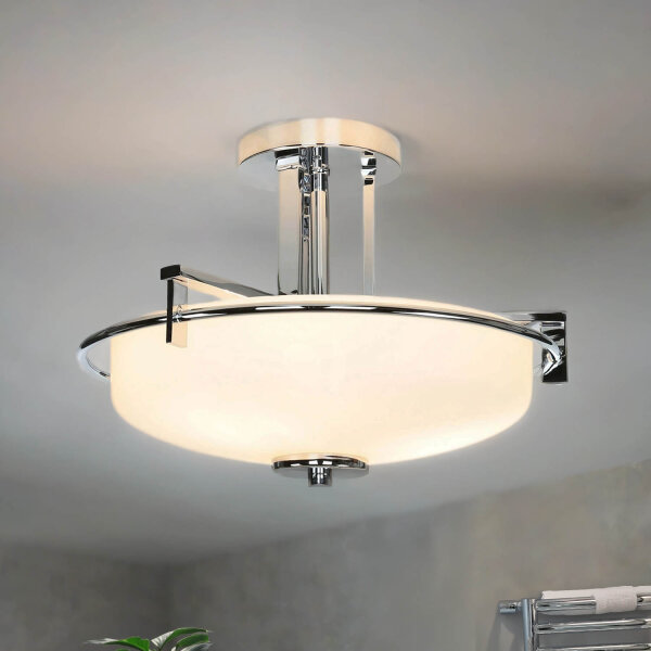 Plafonnier LED salle de bain verre satiné faible éblouissement IP44