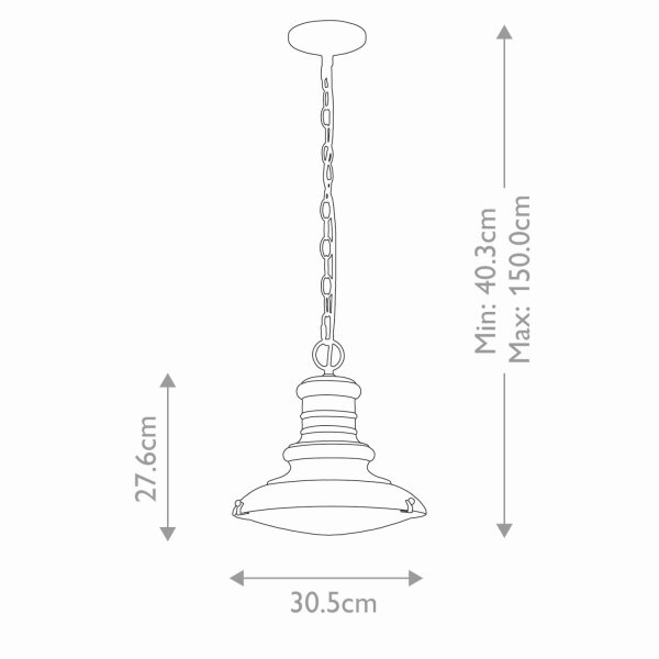 Lampe dextérieur IP44 D : 30,5 cm E27 en laiton antique vintage