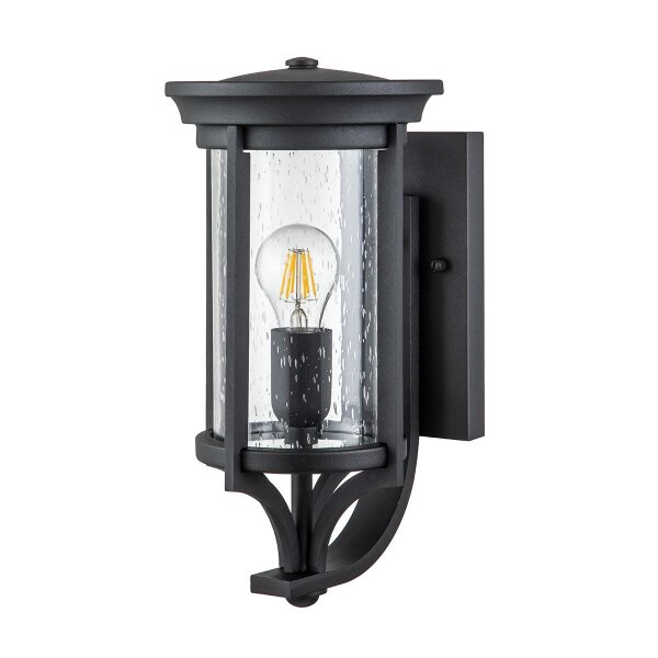 Lampe dextérieur murale IP44 E27 noir métal verre de pluie MERYL