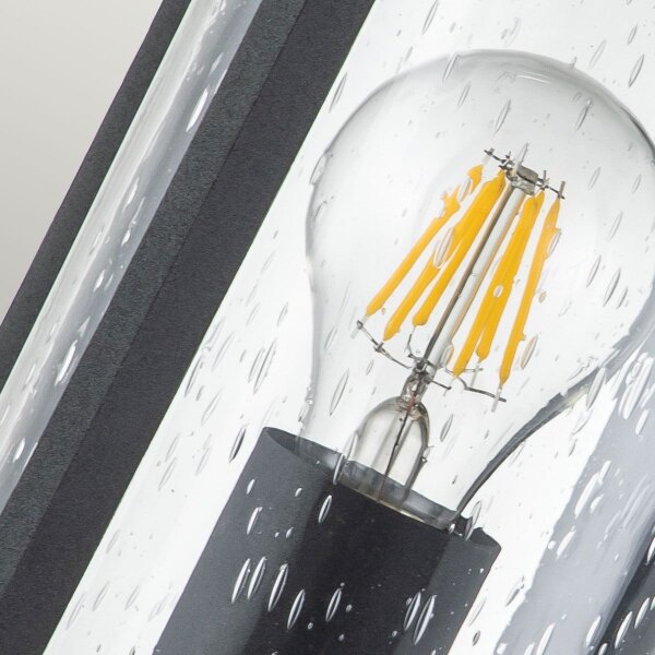 Lampe dextérieur murale IP44 E27 noir métal verre de pluie MERYL