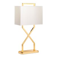 Lampe de table en or ivoire E27 68 cm tissu métal
