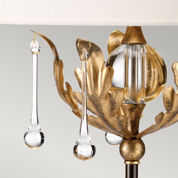 Lampe de table 72 cm E27 en bronze ivoire tissu métal