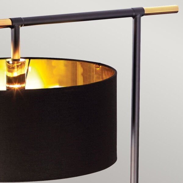 Lampadaire noir laiton 162 cm de haut E27 tissu métal