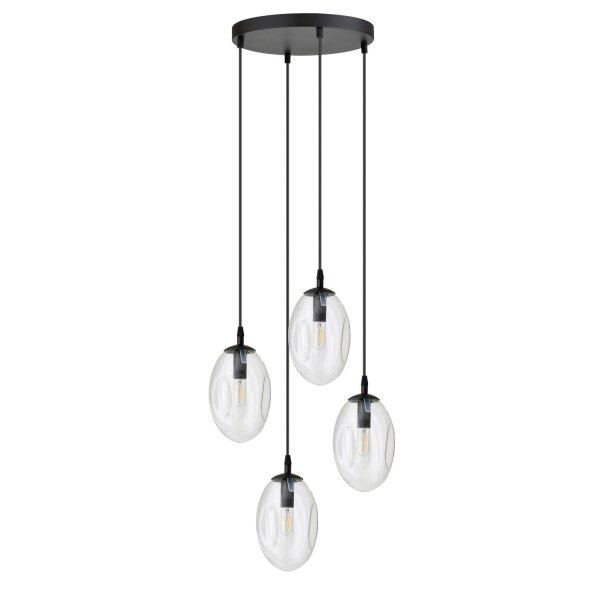 Suspension verre métal ajustable 4 flammes E14