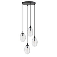 Suspension verre métal ajustable 4 flammes E14