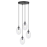 Suspension verre métal ajustable 4 flammes E14