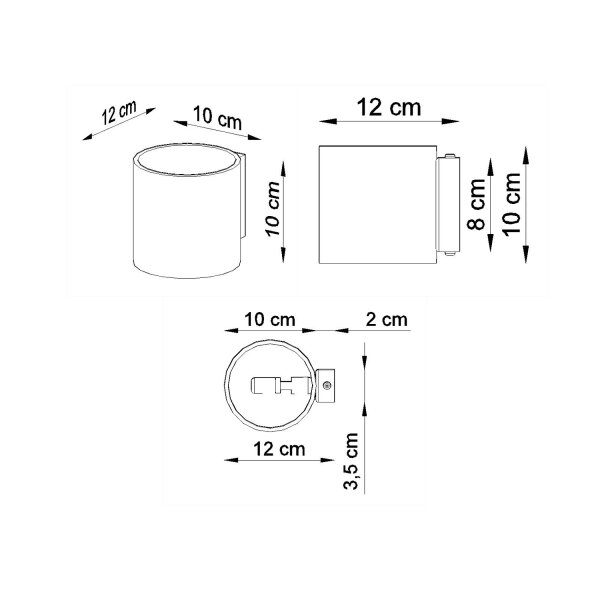 Applique en béton Up Down ronde Ø10cm petite G9 murale