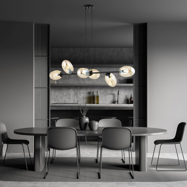 Suspension noir ambre E14 verre métal