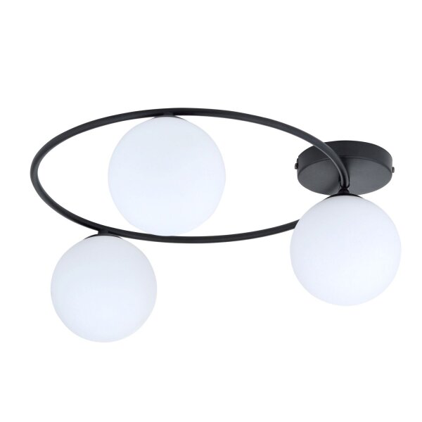 Plafonnier noir blanc H : 20 cm Ø 47 cm LIBORIO