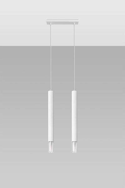 Lampe à suspendre 2 flammes G9 Blanc Métal Verre Moderne