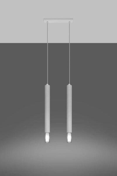 Lampe à suspendre 2 flammes G9 Blanc Métal Verre Moderne