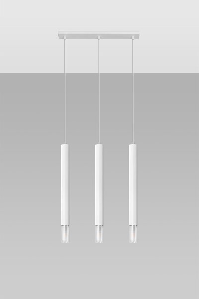 Suspension 3 flammes métal verre blanc L : 45 cm