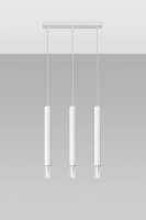 Suspension 3 flammes métal verre blanc L : 45 cm